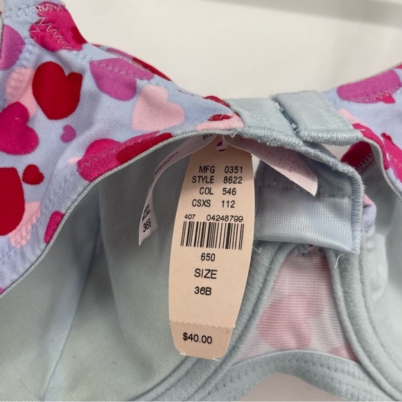 NWT Vintage y2K Victoria’s Secret heart bra blue red pink Sz 36B - Picture 4 of 7